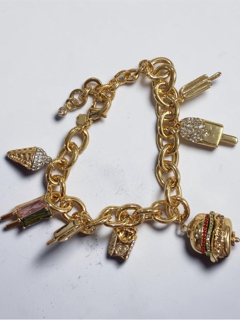 Kate Spade NWT Fast Food Charm Bracelet- Gold + Dust Bag